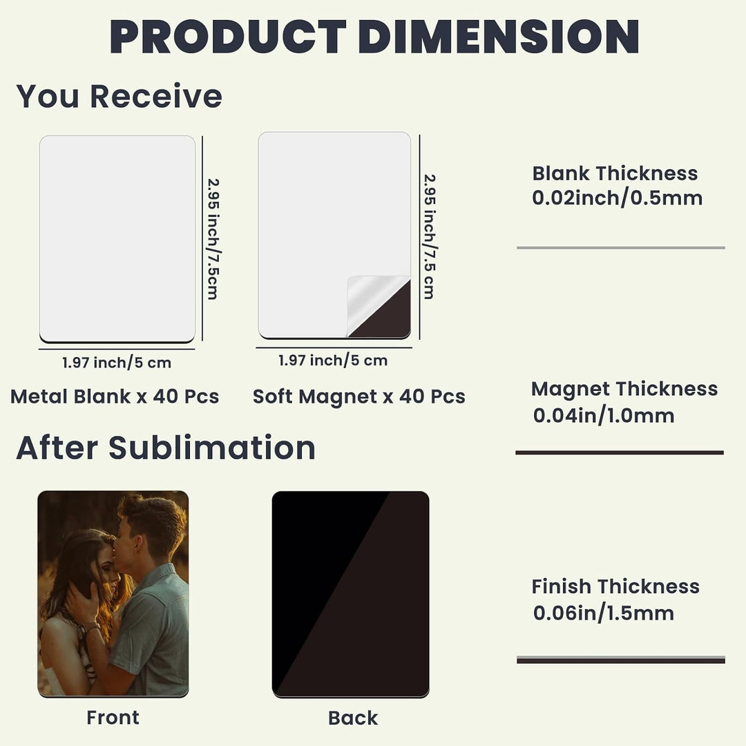 80 PCS Sublimation Magnet Blanks Bulk 2x3 in, 40 Metal Sublimation Blanks and 40 Soft Magnets, Rectangle Metal Sublimation Fridge Magnet Photo Blanks for Refrigerator as Personalized Gift