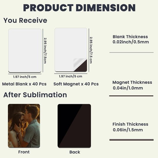 80 PCS Sublimation Magnet Blanks Bulk 2x3 in, 40 Metal Sublimation Blanks and 40 Soft Magnets, Rectangle Metal Sublimation Fridge Magnet Photo Blanks for Refrigerator as Personalized Gift