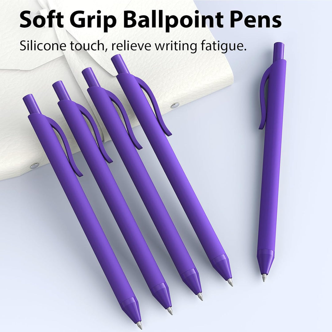 JIMMIDDA 1.0mm Retractable Ballpoint Pens 52 Pack Purple Ink