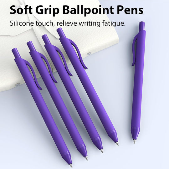 JIMMIDDA 1.0mm Retractable Ballpoint Pens 52 Pack Purple Ink