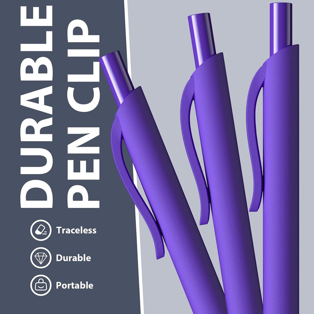 JIMMIDDA 1.0mm Retractable Ballpoint Pens 52 Pack Purple Ink