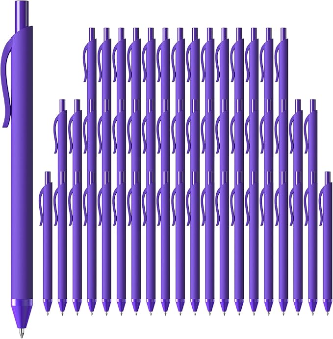 JIMMIDDA 1.0mm Retractable Ballpoint Pens 52 Pack Purple Ink