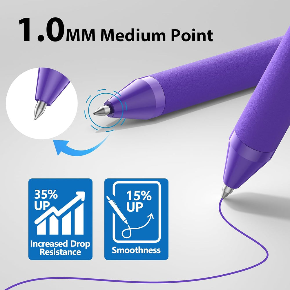 JIMMIDDA 1.0mm Retractable Ballpoint Pens 52 Pack Purple Ink