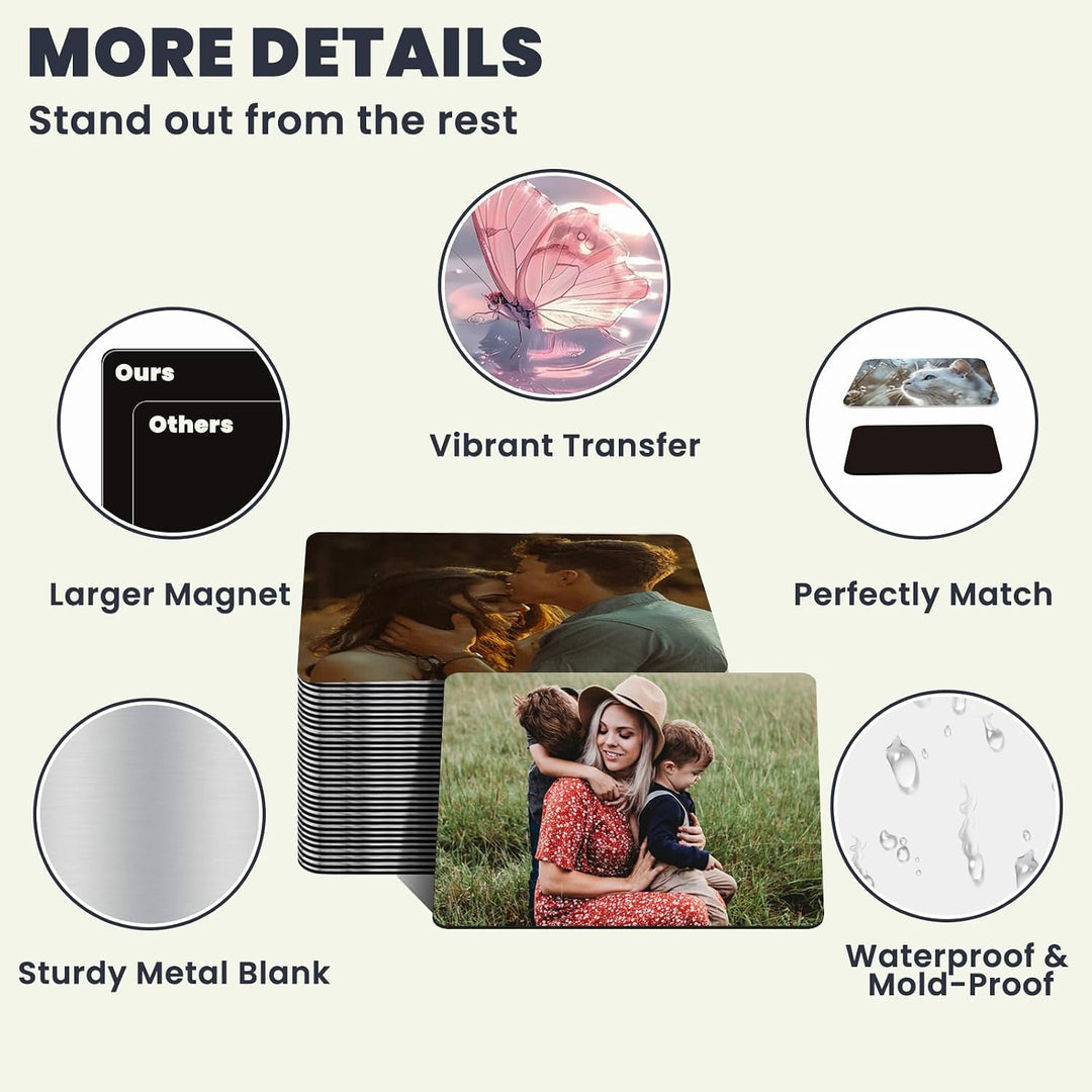 80 PCS Sublimation Magnet Blanks Bulk 2x3 in, 40 Metal Sublimation Blanks and 40 Soft Magnets, Rectangle Metal Sublimation Fridge Magnet Photo Blanks for Refrigerator as Personalized Gift