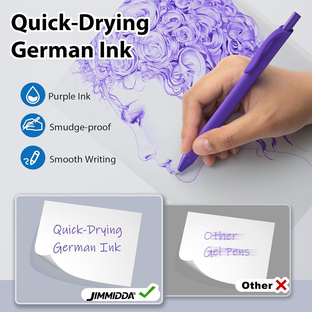 JIMMIDDA 1.0mm Retractable Ballpoint Pens 52 Pack Purple Ink