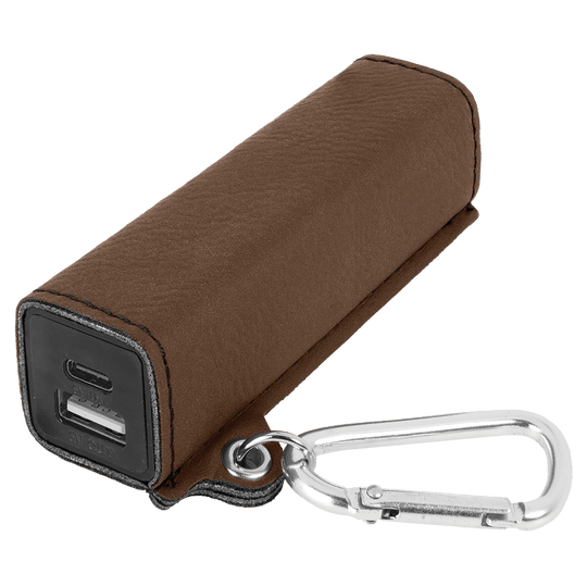 Laserable Leatherette 2200 mAh Power Bank with USB-C Cord