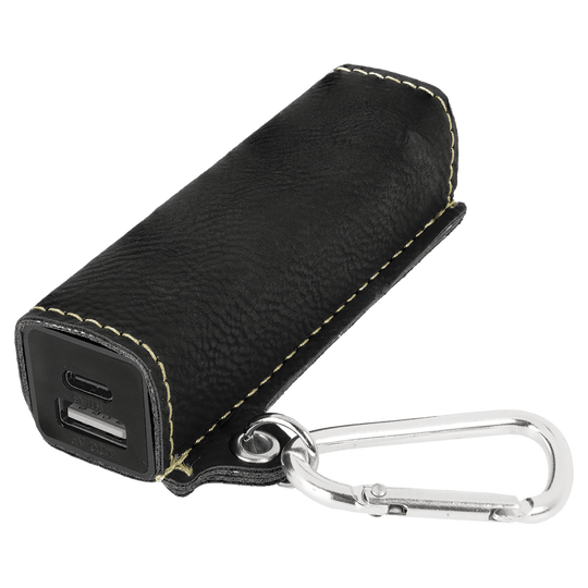 Laserable Leatherette 2200 mAh Power Bank with USB-C Cord