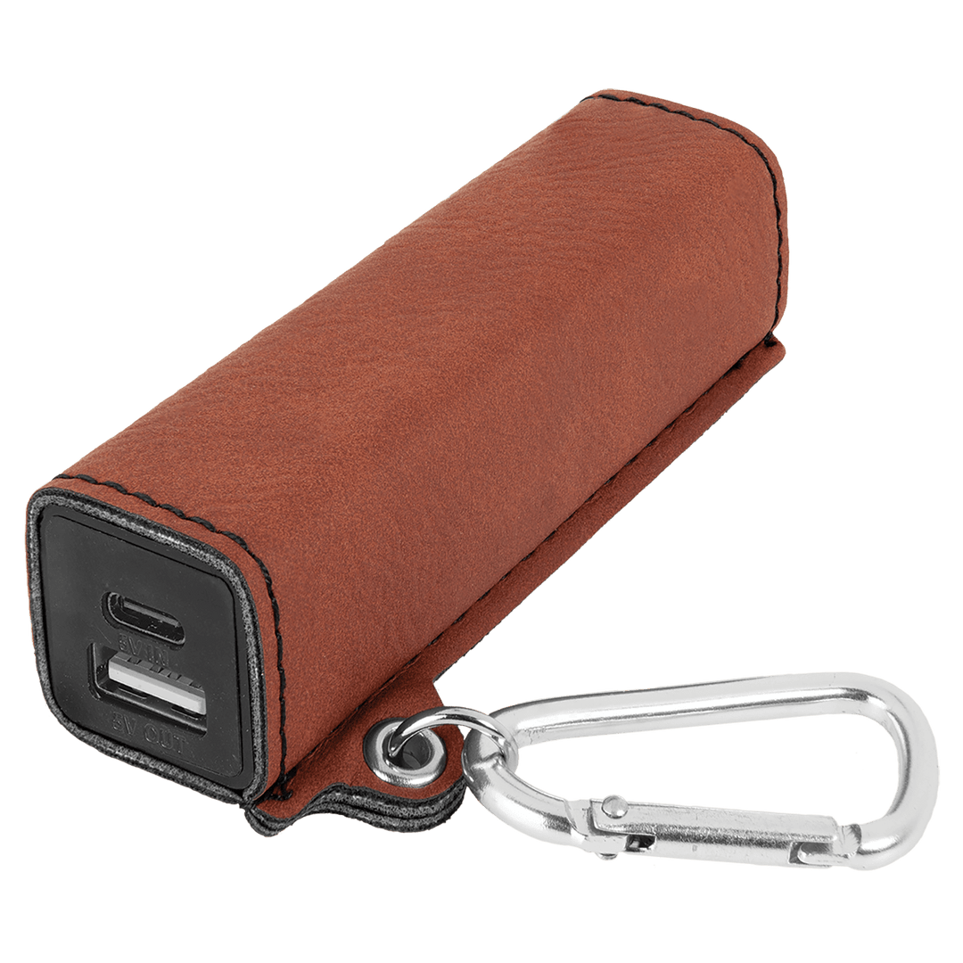 Laserable Leatherette 2200 mAh Power Bank with USB-C Cord