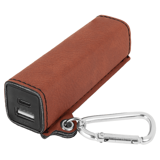 Laserable Leatherette 2200 mAh Power Bank with USB-C Cord