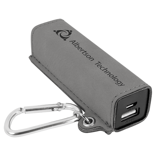 Laserable Leatherette 2200 mAh Power Bank with USB-C Cord