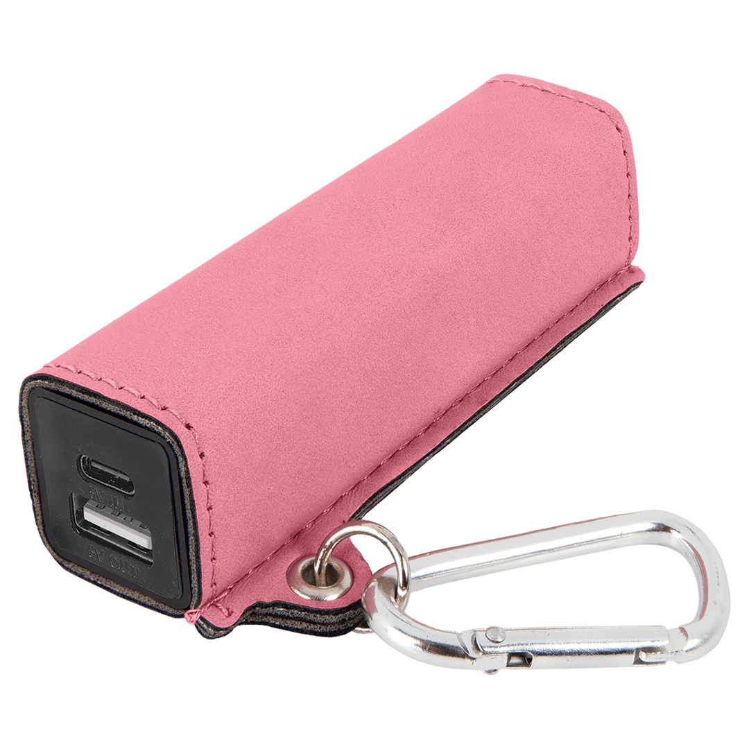 Laserable Leatherette 2200 mAh Power Bank with USB-C Cord