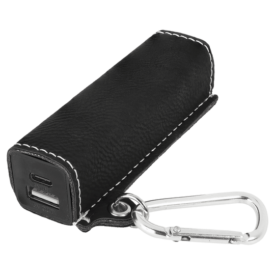 Laserable Leatherette 2200 mAh Power Bank with USB-C Cord