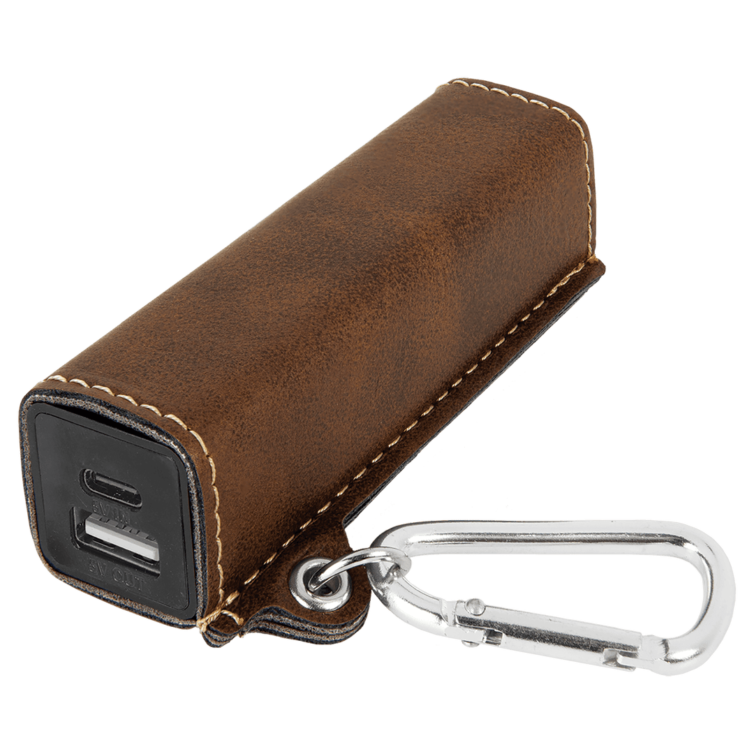 Laserable Leatherette 2200 mAh Power Bank with USB-C Cord