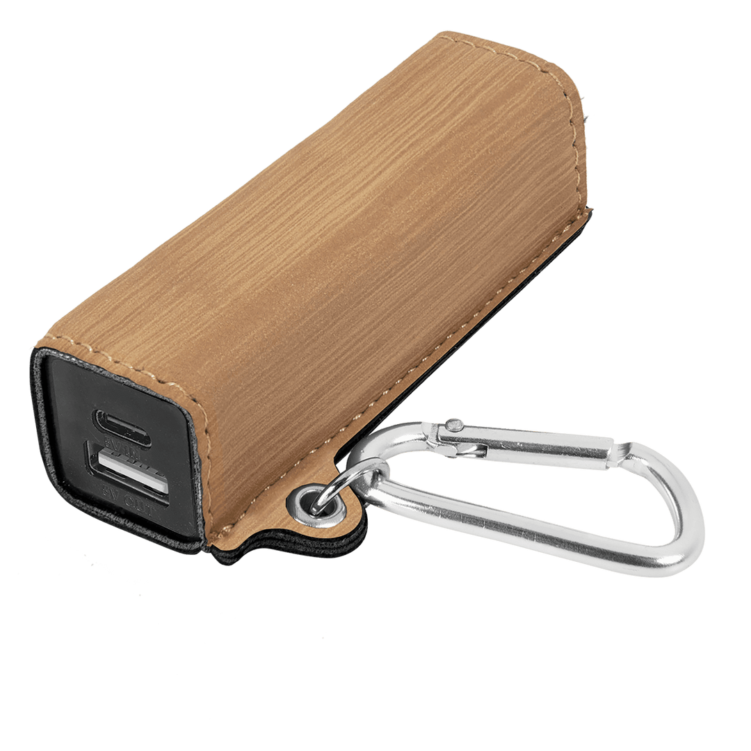 Laserable Leatherette 2200 mAh Power Bank with USB-C Cord