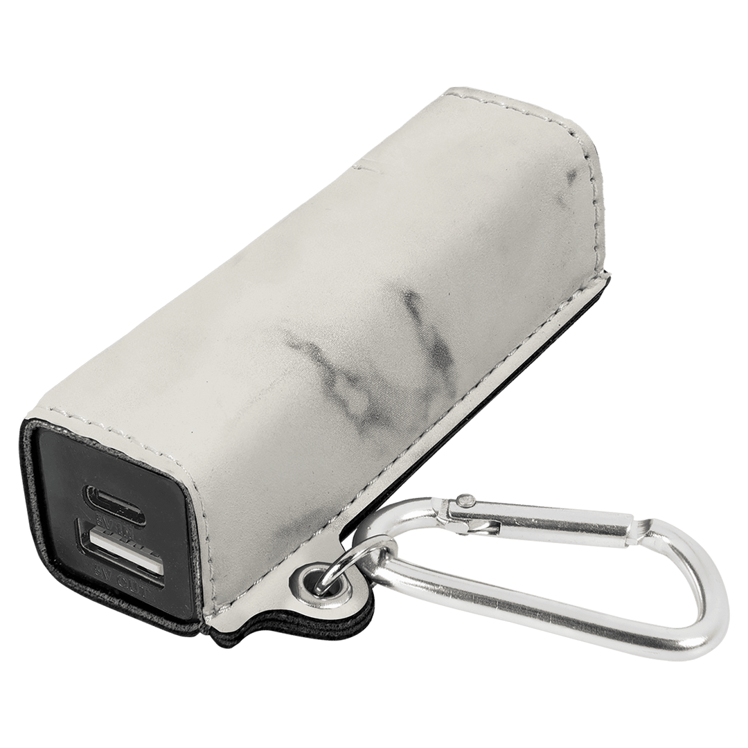 Laserable Leatherette 2200 mAh Power Bank with USB-C Cord