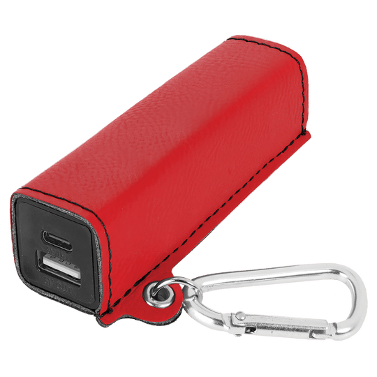 Laserable Leatherette 2200 mAh Power Bank with USB-C Cord