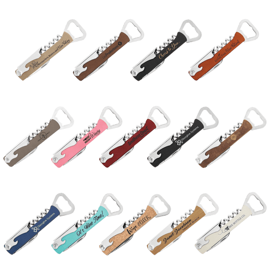 Personalized Leatherette Corkscrew Wine Openers