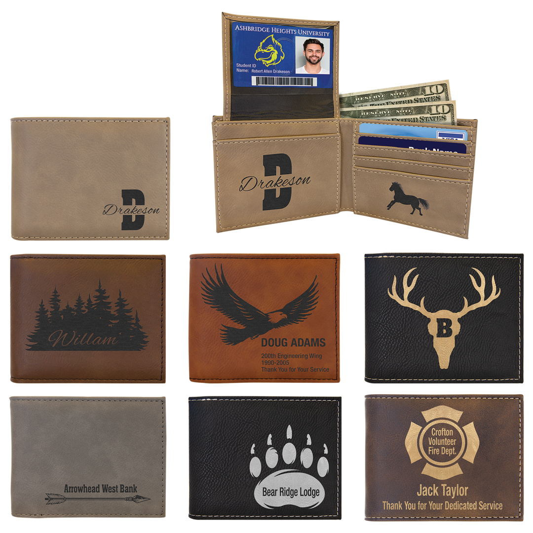 Leatherette Bifold Wallet – Classic Design with a Personalized Touch
