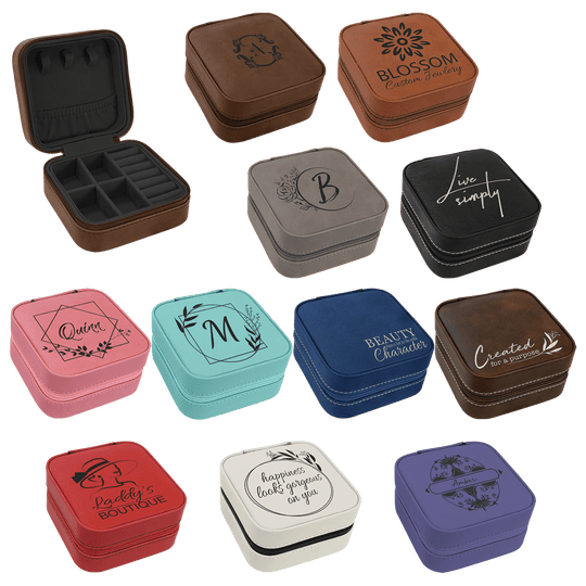 4x4 Leatherette Travel Jewelry Box – Custom Engraved