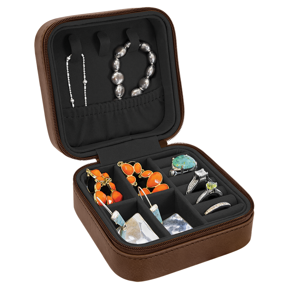 4x4 Leatherette Travel Jewelry Box – Custom Engraved