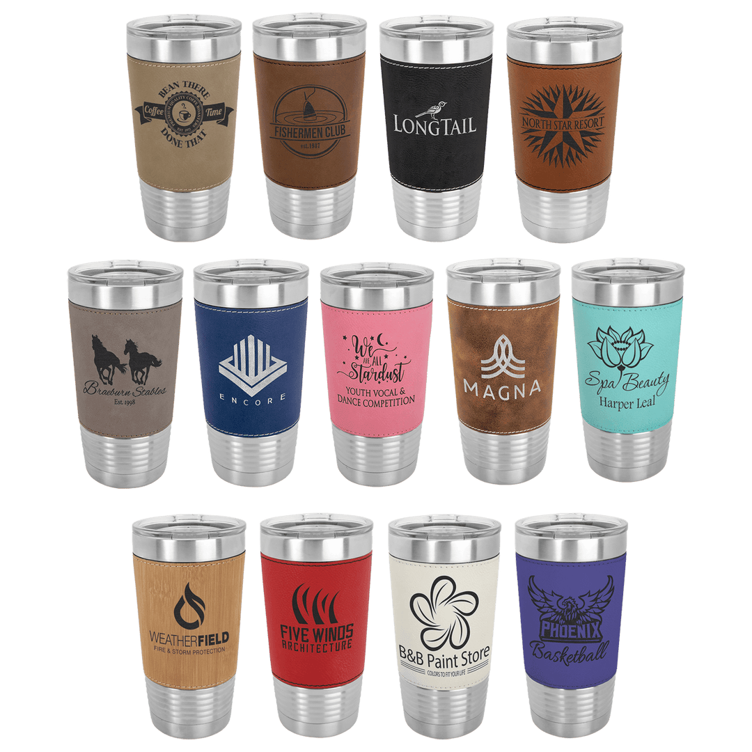 20oz Customizable Leatherette Stainless Steel Tumbler