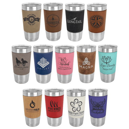 20oz Customizable Leatherette Stainless Steel Tumbler