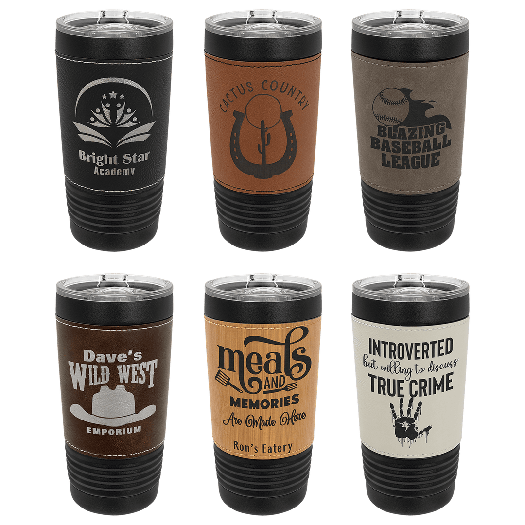 20oz Black w/ Leatherette Tumbler