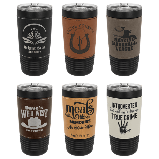 20oz Black w/ Leatherette Tumbler