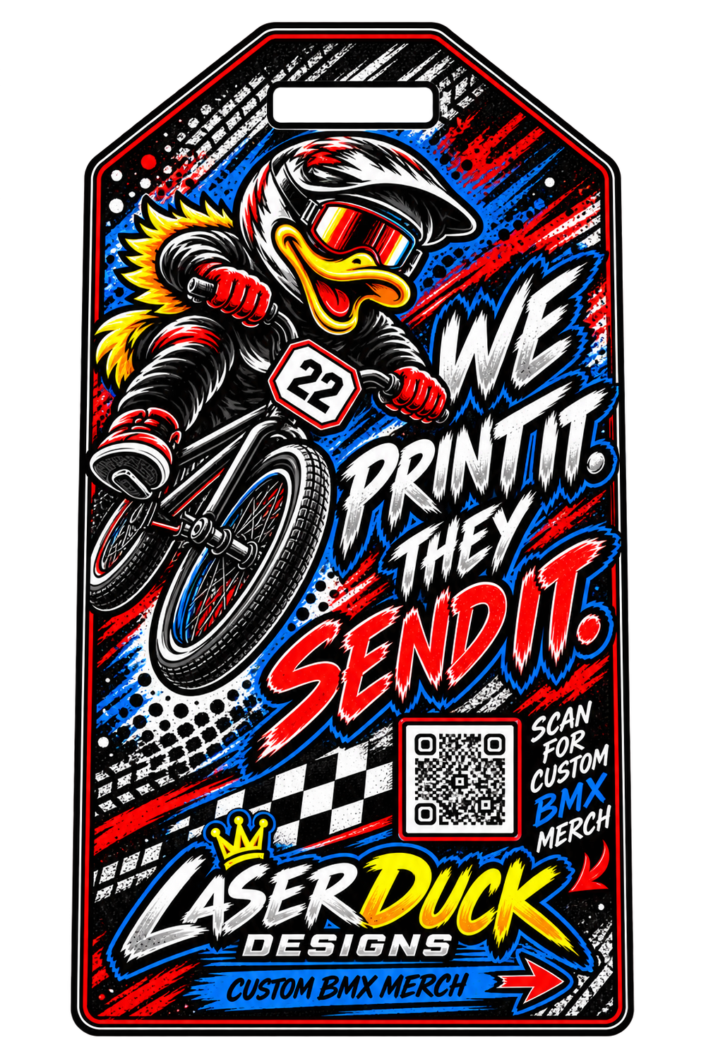 UV Printed Acrylic Bag Tags - FreeUp BMX Team / Going Rogue