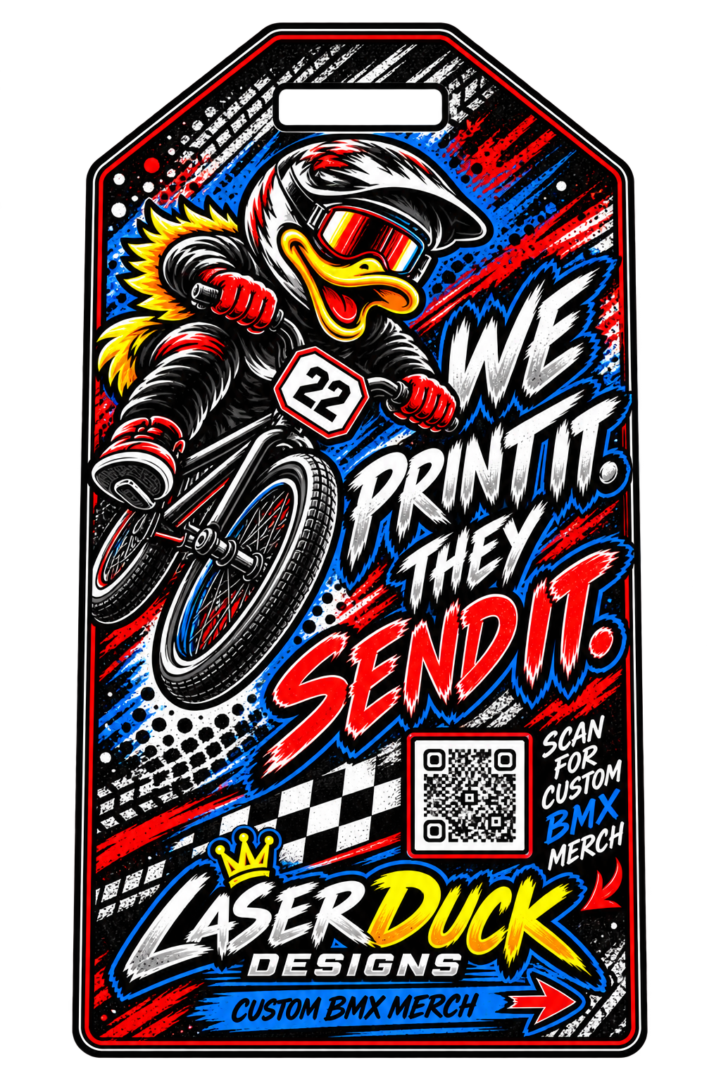 UV Printed Acrylic Bag Tags - FreeUp BMX Team / Going Rogue