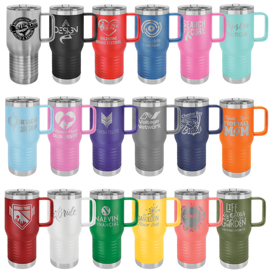 20oz Customizable Stainless Steel Travel Mug with Handle